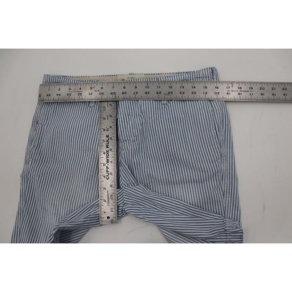 abercrombie fitch men's 30 9.5" striped white blue distressed flat front shorts - Picture 6 of 14